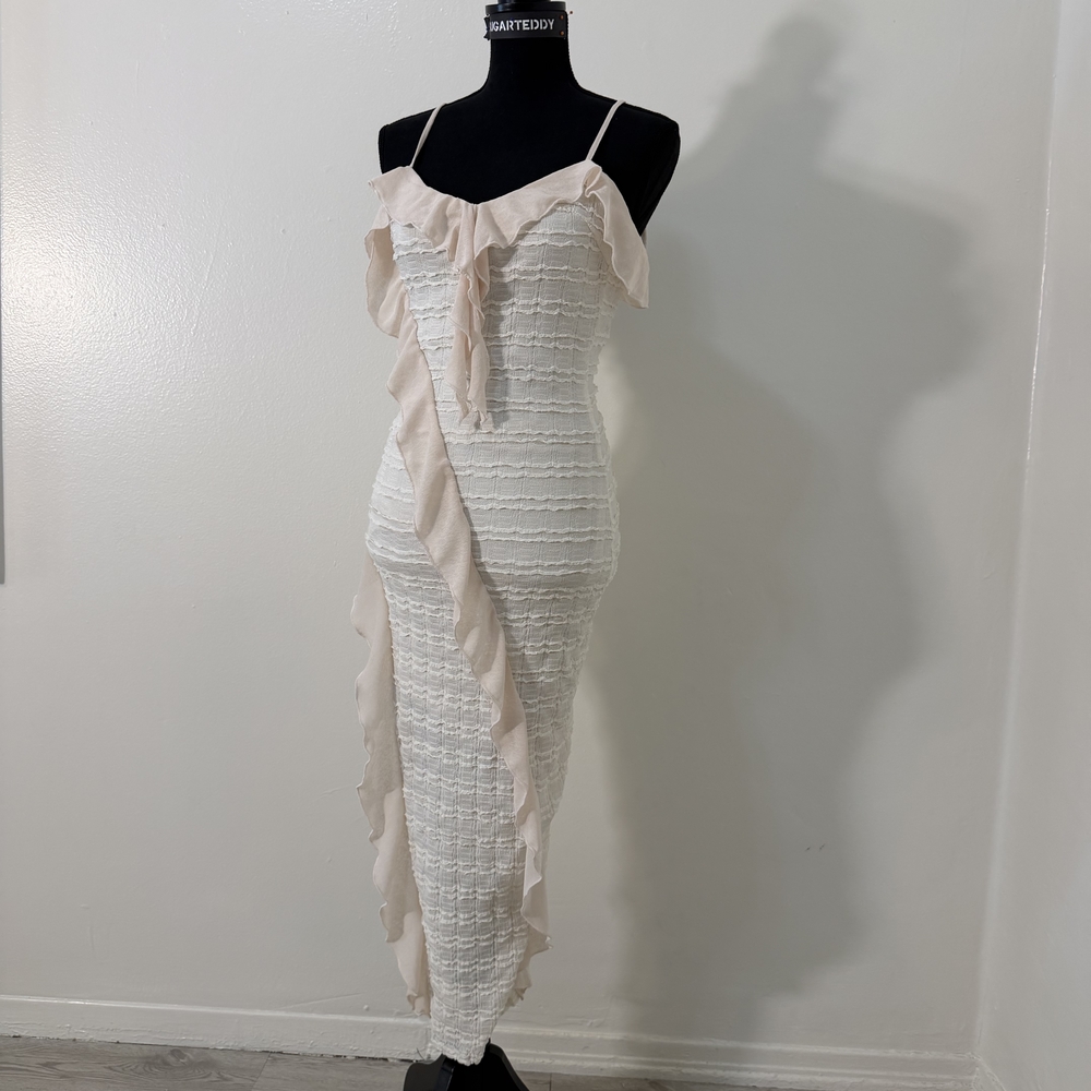 Elegant Cream Ruffle Dress